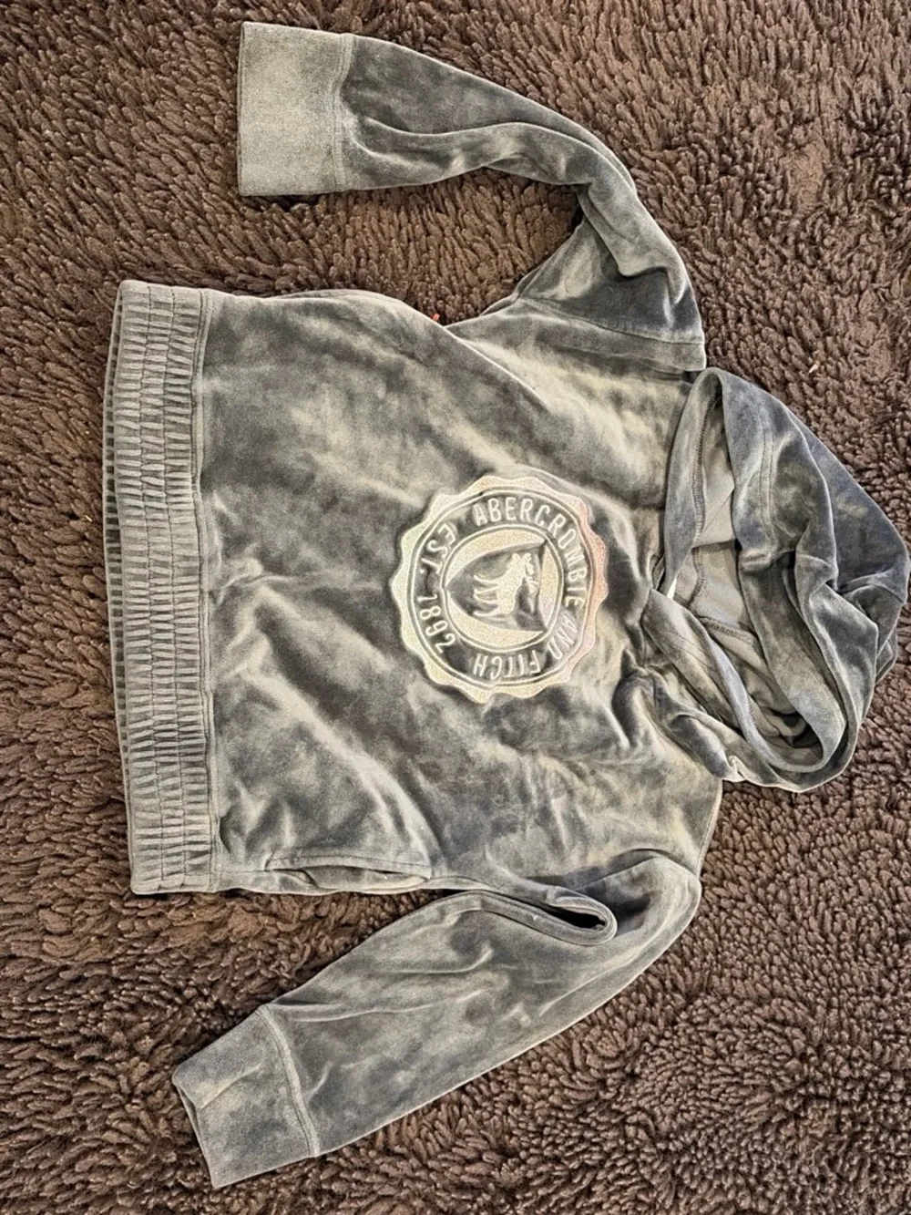 abercrombie kids gray plush hoodie